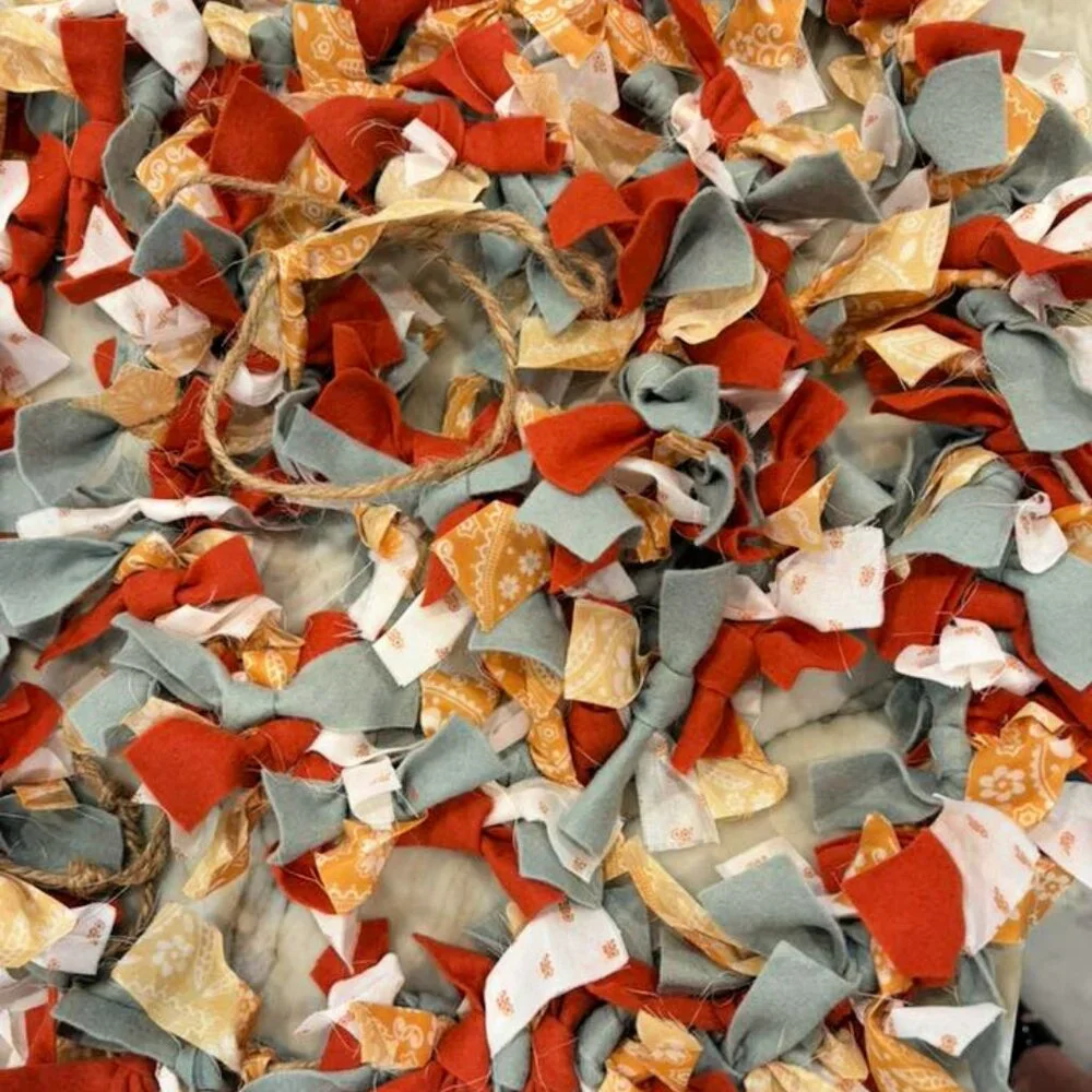 Two Holiday Fall Autumn Rag Tied Garland